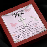 To My Mom Necklace Gift From Son Mother's Day Necklace Mother's Day Artisan Crafted Cross Necklace