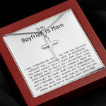Mom Necklace, Mother-In-Law Necklace, Gift To My Boyfriend's Mom Necklace, Gift For Future Mother-In-Law Mother's Day Artisan Crafted Cross Necklace