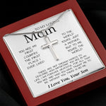 To My Loving Mom Necklace You're The World Necklace Gift For Mom From Son Mother's Day Artisan Crafted Cross Necklace