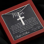 To My Mom Necklace, To My Beautiful Mom Necklace, Mother's Day Gift For Mom From Son, Thank You Mom Mother's Day Artisan Crafted Cross Necklace
