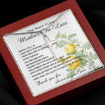 Mother-In-Law Necklace, Thank You To Mother-In-Law Necklace Gift Mother's Day Artisan Crafted Cross Necklace