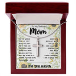 To My Mom - You Are The World Mother's Day Necklace Mother's Day Artisan Crafted Cross Necklace
