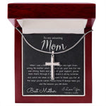 To My Mom Necklace, To My Beautiful Mom Necklace, Mother's Day Gift For Mom From Son, Thank You Mom Mother's Day Artisan Crafted Cross Necklace