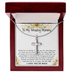 Mommy Necklace, To My Amazing Mommy Gift Necklace, 1st Mother’s Day Present For New Mom From New Born Baby, Sentimental Gift From Baby To Mom, New Mommy Gift Mother's Day Artisan Crafted Cross Necklace