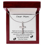 Mom Necklace, Mom To Be Necklace, Pregnancy Gift For Mom To Be, Mommy Present From Unborn Baby, Gift For Expecting Moms Mother's Day Artisan Crafted Cross Necklace