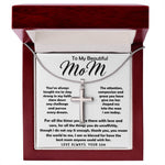 To My Beautiful Mom Necklace The Best Mom Anyone Could Wish For, Mother's Day Gift Necklace Mother's Day Artisan Crafted Cross Necklace