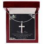 To My Mom Necklace -Mother's Day Gift For Mom From Son, Thank You Mom Mother's Day Artisan Crafted Cross Necklace