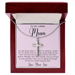 Gift For Mom From Son To My Caring Mum Necklace, Gift For Mother's Day Jewelry Mother's Day Artisan Crafted Cross Necklace