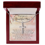 To My Boyfriend's Beautiful Mom Necklace - The Boy You Raised Into An Incredible Man - Necklace Gift For Boyfriend's Mom, Mother's Day Necklace Mother's Day Artisan Crafted Cross Necklace