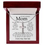 To My Loving Mom Necklace You're The World Necklace Gift For Mom From Son Mother's Day Artisan Crafted Cross Necklace