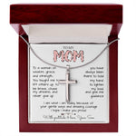 To My Mom Necklace To A Woman Of Wisdom Gift For Mom From Son Mother's Day Artisan Crafted Cross Necklace