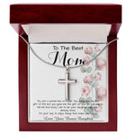 To Mom - From Bonus Daughter - Woman Like No Other Mother's Day Necklace Mother's Day Artisan Crafted Cross Necklace