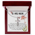 Mom Necklace, Gift Necklace For Mom Always Love You, Mother Necklace Mother's Day Artisan Crafted Cross Necklace