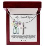 Mom Necklace, Bonus Mom Necklace Gift For Stepmom Necklace Mother's Day Artisan Crafted Cross Necklace