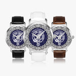 Scottish Fleming Clan Tartan Crest Badge Silver Automatic Watch Size 46mm