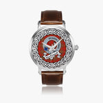MacDougall Scottish Clan Tartan Crest Badge Silver Automatic Watch Size 46mm