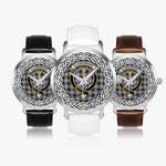 Glendinning Scottish Clan Tartan Crest Badge Silver Automatic Watch Size 46mm