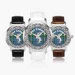 Cleland Scottish Clan Tartan Crest Badge Silver Automatic Watch Size 46mm