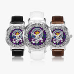 Wardlaw Scottish Clan Tartan Crest Badge Silver Automatic Watch Size 46mm