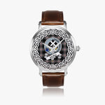 Moffat Scottish Clan Tartan Crest Badge Silver Automatic Watch Size 46mm