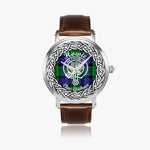 Howie Scottish Clan Tartan Crest Badge Silver Automatic Watch Size 46mm