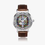 Scottish Stirling Clan Tartan Crest Badge Silver Automatic Watch Size 46mm