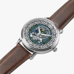 MacInnes Scottish Clan Tartan Crest Badge Silver Automatic Watch Size 46mm
