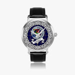 Crichton Scottish Clan Tartan Crest Badge Silver Automatic Watch Size 46mm
