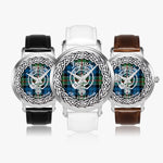 Ingram Scottish Clan Tartan Crest Badge Silver Automatic Watch Size 46mm
