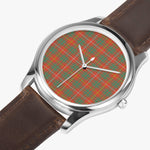Scottish Bruce Ancient Watch Tartan Leather Strap Classic Plaid Watch (Silver)