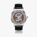 Drummond Scottish Clan Tartan Crest Badge Silver Automatic Watch Size 46mm