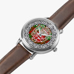 Scottish Burnett Clan Tartan Crest Badge Silver Automatic Watch Size 46mm
