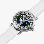 Scottish MacEwen Clan Tartan Crest Badge Silver Automatic Watch Size 46mm