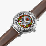 Leask Scottish Clan Tartan Crest Badge Silver Automatic Watch Size 46mm