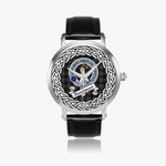 Dennistoun Scottish Clan Tartan Crest Badge Silver Automatic Watch Size 46mm