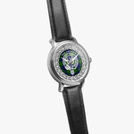 Scottish Johnstone Clan Tartan Crest Badge Silver Automatic Watch Size 46mm