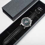Clan Wood Crest & Tartan Knot Sterling Silver Unisex Automatic Watch (Silver) Size 46mm