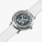 MacInnes Scottish Clan Tartan Crest Badge Silver Automatic Watch Size 46mm