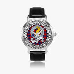 Haldane Scottish Clan Tartan Crest Badge Silver Automatic Watch Size 46mm