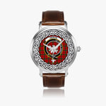 Heron Scottish Clan Tartan Crest Badge Silver Automatic Watch Size 46mm