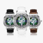 Dawson Scottish Clan Tartan Crest Badge Silver Automatic Watch Size 46mm