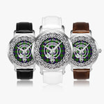 Scottish Durie Clan Tartan Crest Badge Silver Automatic Watch Size 46mm