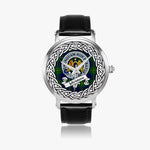 Johnstone Scottish Clan Tartan Crest Badge Silver Automatic Watch Size 46mm