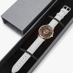 Clan Adair Crest & Tartan Knot Sterling Silver Selling Ultra-Thin Leather Strap Quartz Watch (Rose Gold With Indicators)
