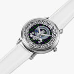 Malcolm Scottish Clan Tartan Crest Badge Silver Automatic Watch Size 46mm
