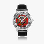 MacBean Scottish Clan Tartan Crest Badge Silver Automatic Watch Size 46mm