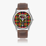 Scottish Buchanan Modern Watch Tartan Crest Leather Strap Classic Plaid Watch
