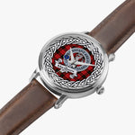 MacQueen Scottish Clan Tartan Crest Badge Silver Automatic Watch Size 46mm