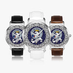 Fleming Scottish Clan Tartan Crest Badge Silver Automatic Watch Size 46mm
