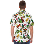Men Hawaiian Shirt Colorful Tropical Parrots, Leaves & Flowers Hawaiian Men Short Sleeve Shirt